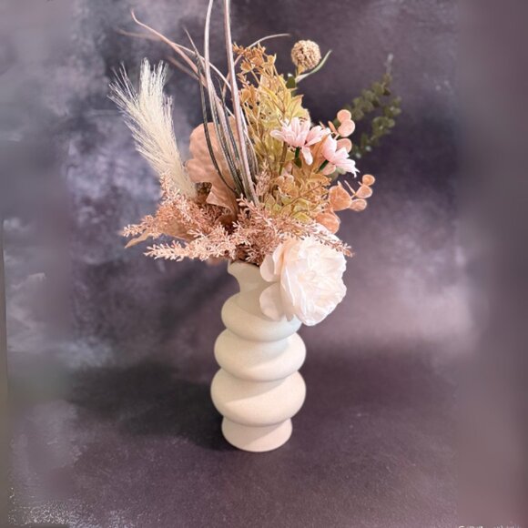 Boho Faux & Dried Floral Arrangement with Peony – Handmade Home Décor - Picture 8 of 12